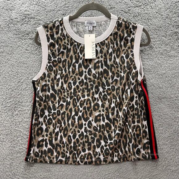 Evereve NWT Medium Beckham Leopard Tank 100% Cotton Soft Casual $58 MSRP - Picture 1 of 10